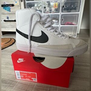 Nike Blazer Mid 77 White with Black Swoosh
